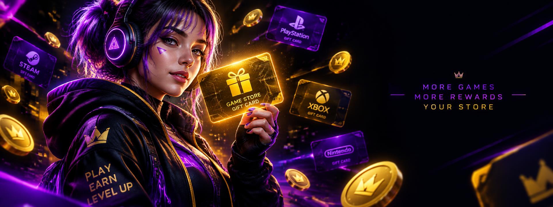 Gamer holding a golden gift card